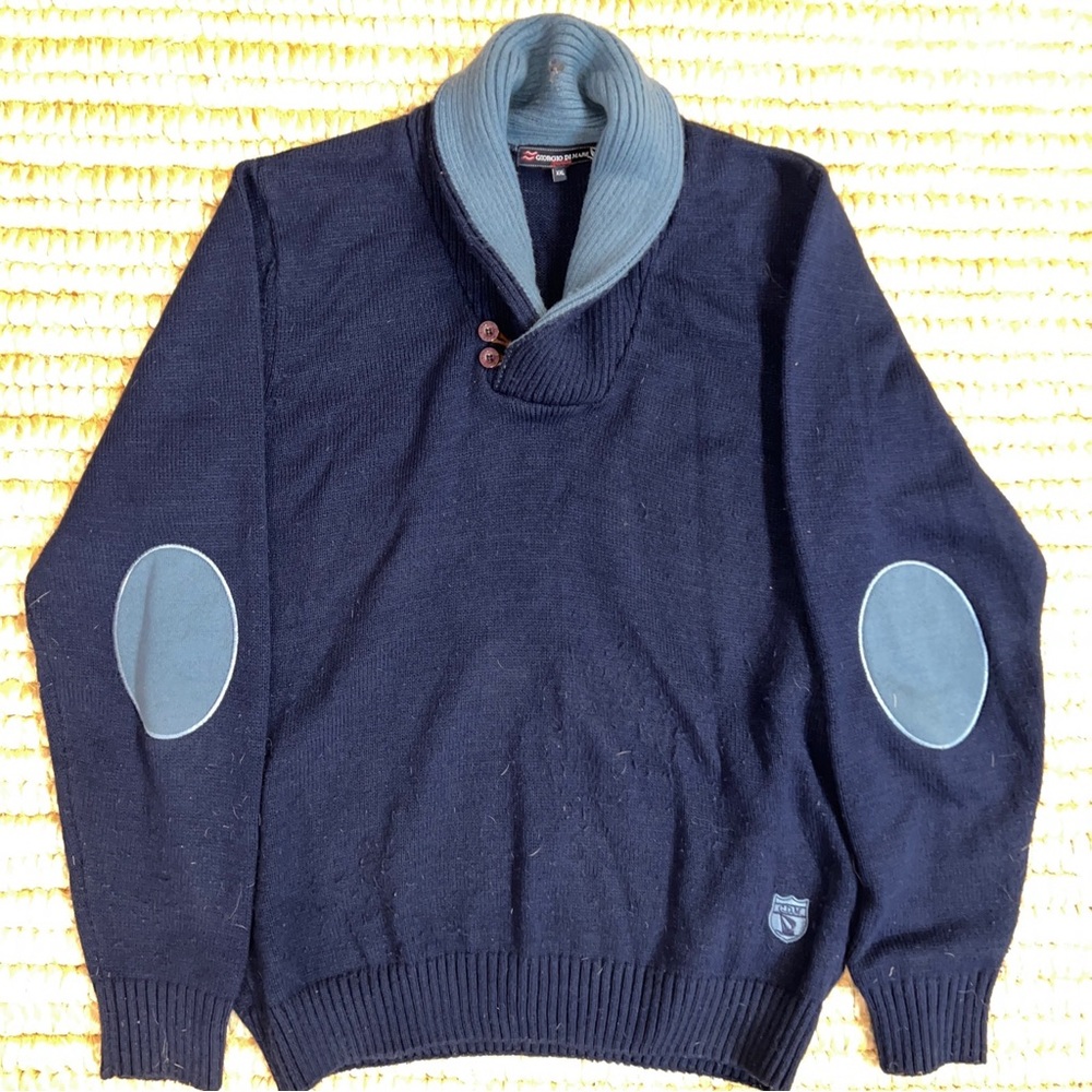 Giorgio di Mare collared cashmere wool blend 2 tone pullover sweater XXL